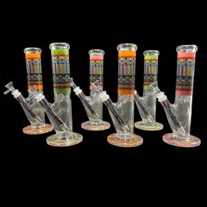 COLORFUL CHECKERED CYLINDER WATER PIPE PCL8627