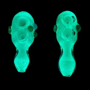 GLOW IN THE DARK DOTTED DOUBLE BOWL HAND PIPE RS3365